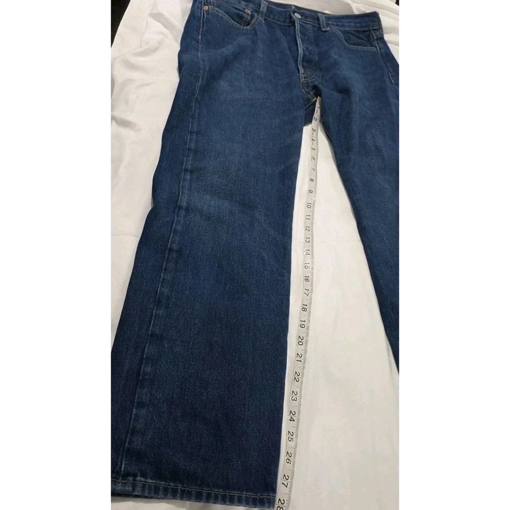 Levis Mens 501 Size 34 X 30‎ Dark Wash Button Fly Jeans Straight Leg